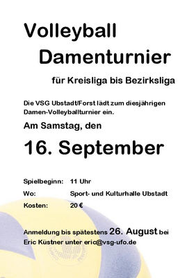 Einladung zum Volleyball Damenturnier der VSG Ufo